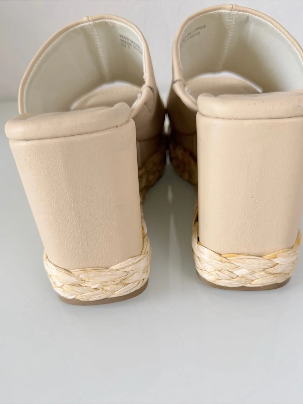 Altar'd State Neutral Beige Platform Espadrille Wedge Slide Sandals Size 7